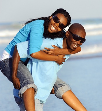 Woman riding piggy-back