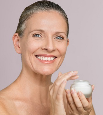 Woman using salt scrub